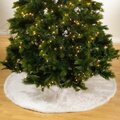 Tistheseason SARO  56 in. Round Noel Blanc Faux Fur Design White Holiday Christmas Tree Skirt - White TI2491503